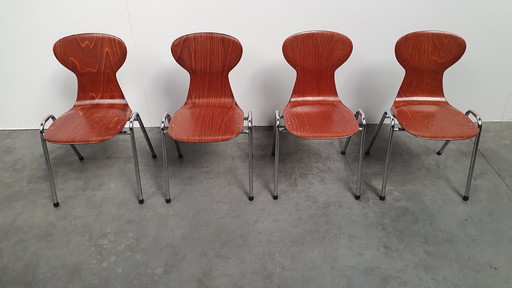 4x Eromes pagholz industriële stapelbare design stoel