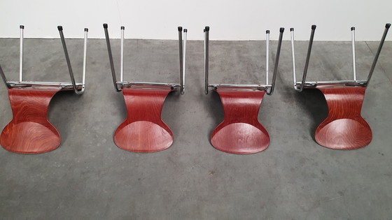 Image 1 of 4x Eromes pagholz industriële stapelbare design stoel