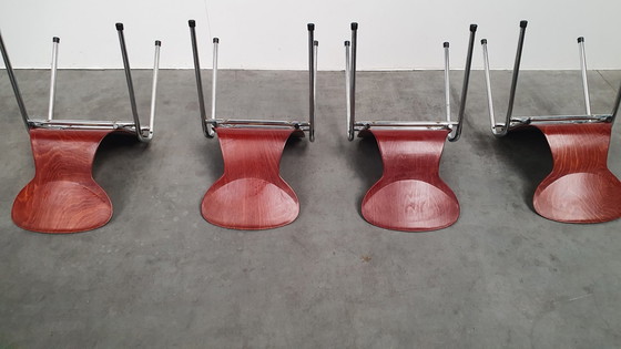 Image 1 of 4x Eromes pagholz industriële stapelbare design stoel