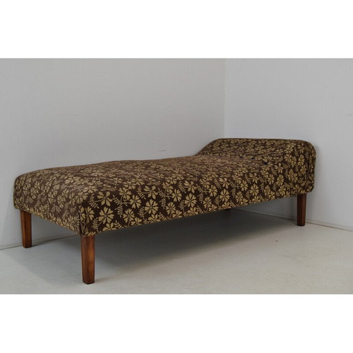 Vintage Art Deco daybed van stof en hout, Tsjecho-Slowakije 1930