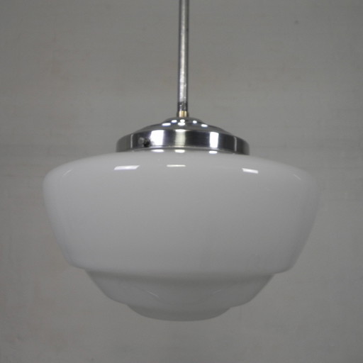 Art Deco Hanglamp Met Getrapte Glazen Kap, Semlite Vsl, Jaren 30