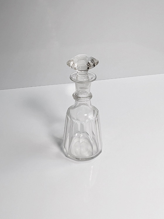 Image 1 of Vintage Biedermeier kristallen karaf fles 1880 1890 geslepen glas