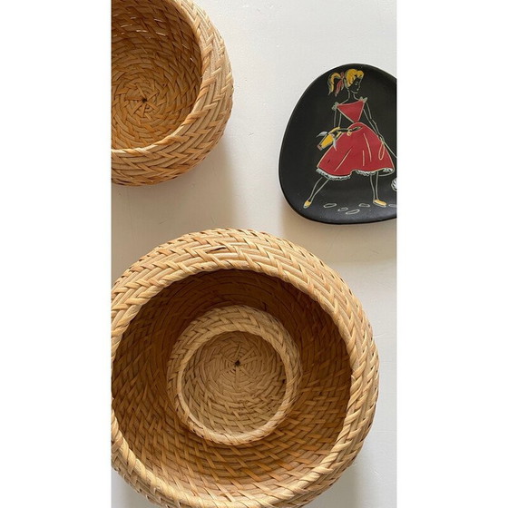 Image 1 of Vintage wandcompositie van riet en keramiek voor Keramik, Duitsland