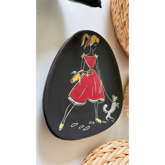 Image 1 of Vintage wandcompositie van riet en keramiek voor Keramik, Duitsland