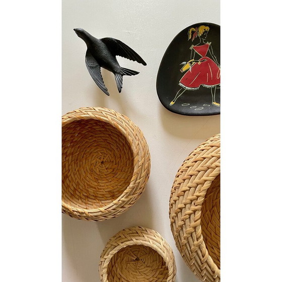 Image 1 of Vintage wandcompositie van riet en keramiek voor Keramik, Duitsland