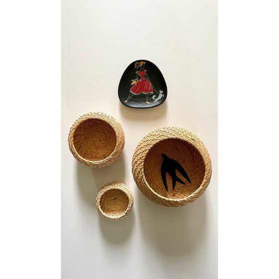 Image 1 of Vintage wandcompositie van riet en keramiek voor Keramik, Duitsland