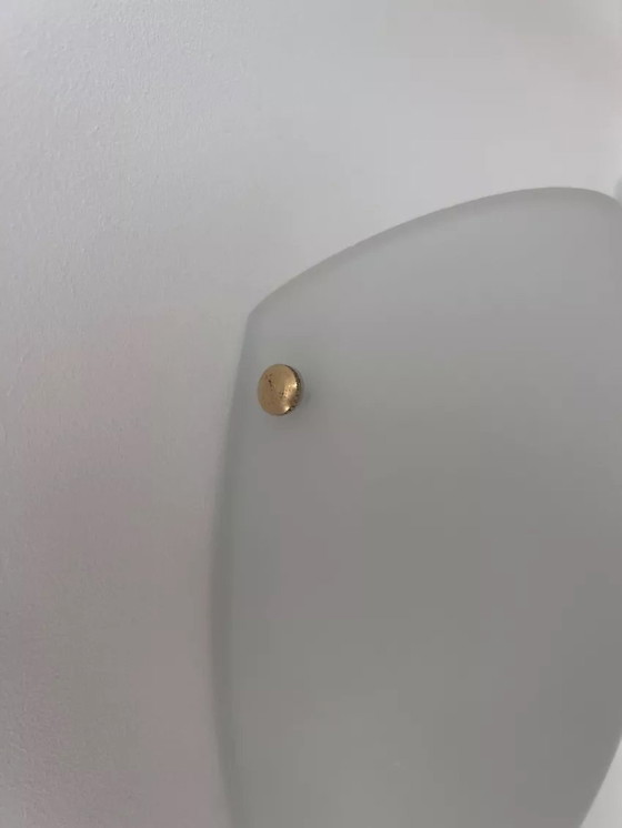 Image 1 of 2X Vintage wandlamp, opaline glas en messing, Zweden 1970