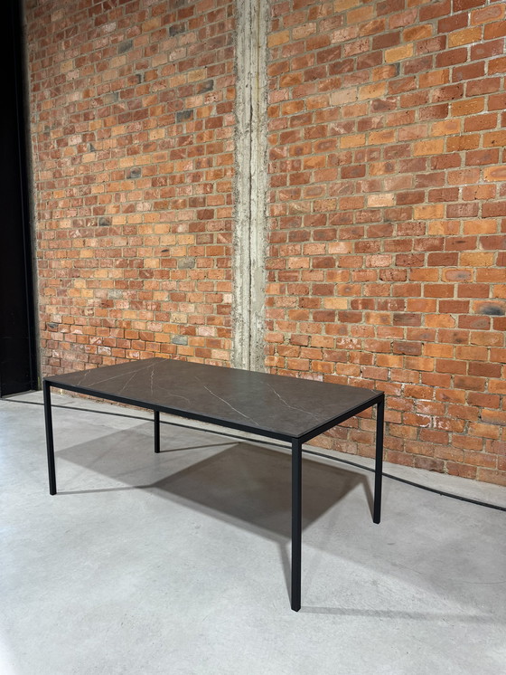 Image 1 of Keramische eettafel - Grijs - Zwart - 180x90 cm