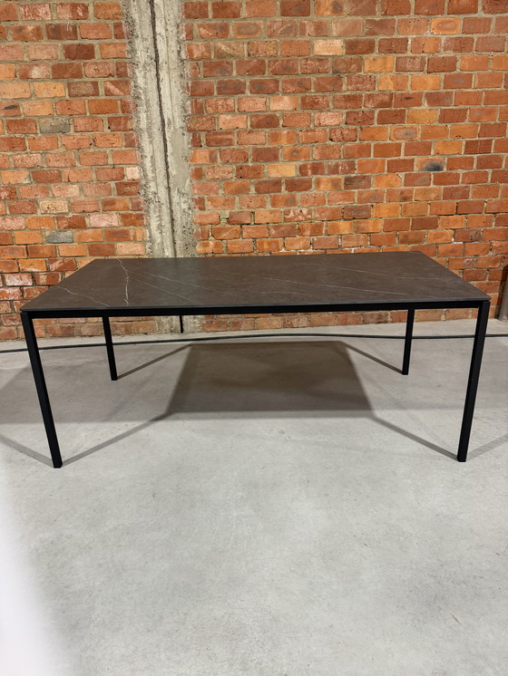 Image 1 of Keramische eettafel - Grijs - Zwart - 180x90 cm