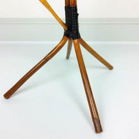 Image 1 of Vintage rotan en scoubidou plantenstandaard 1960