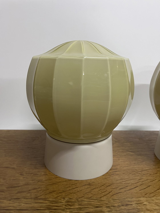 Image 1 of Set Van 2 Vintage Thabur Plafondlampen Art Deco Strak Gelijnd