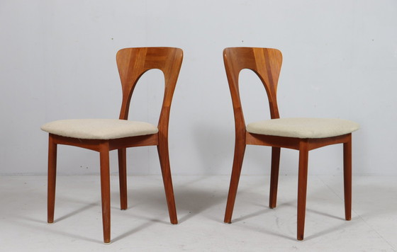 Image 1 of Set van 4 stoelen/eetkamerstoelen van Niels Koefoed, model: 'Peter', teakhout, Denemarken, jaren 1960