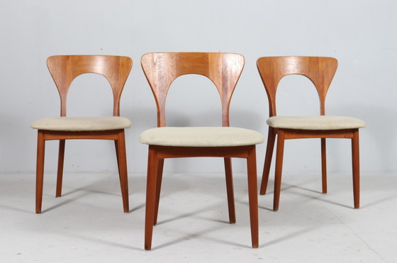 Image 1 of Set van 4 stoelen/eetkamerstoelen van Niels Koefoed, model: 'Peter', teakhout, Denemarken, jaren 1960