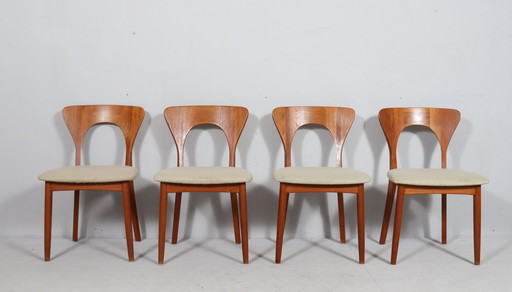 Set van 4 stoelen/eetkamerstoelen van Niels Koefoed, model: 'Peter', teakhout, Denemarken, jaren 1960