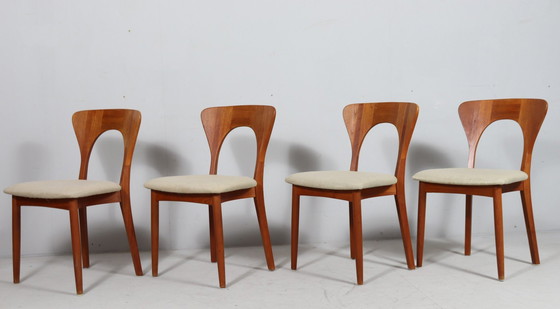 Image 1 of Set van 4 stoelen/eetkamerstoelen van Niels Koefoed, model: 'Peter', teakhout, Denemarken, jaren 1960