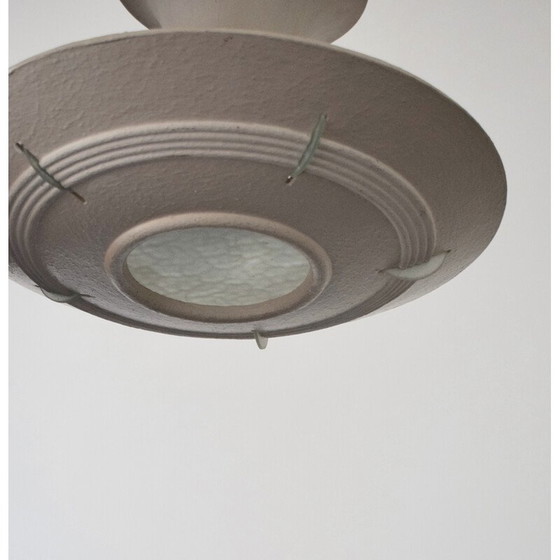 Image 1 of Vintage Arlus plafondlamp in gips en mat glas, Frankrijk 1950