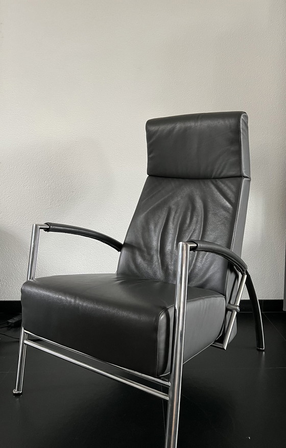 Image 1 of Harvink lederen club verstelbare relaxfauteuil met hocker