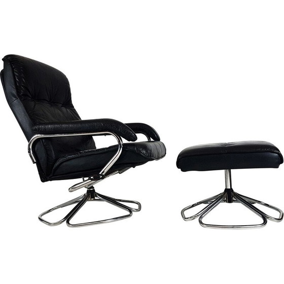 Image 1 of Deense lounge fauteuil met Ottoman van Unico - 1960