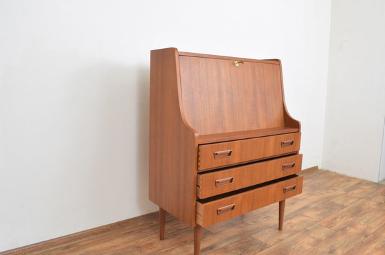 Image 1 of Mid Century Deense teakhouten secretaire van Gunnar Nielsen voor Tibergaard, 1960S.