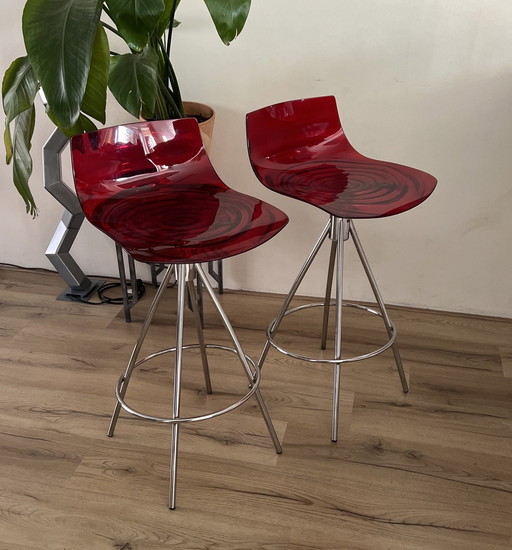 2X Rode Calligaris L'Eau Bar Aqua Barkrukken