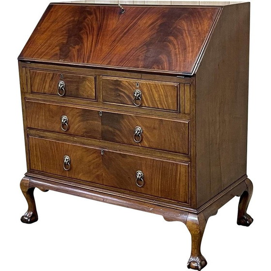 Image 1 of Vintage Engels mahonie ezelsrug bureau, 1930