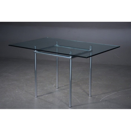 Image 1 of Vintage eettafel met glazen blad model LC12 van Le Corbusier voor Cassina, jaren 1925
