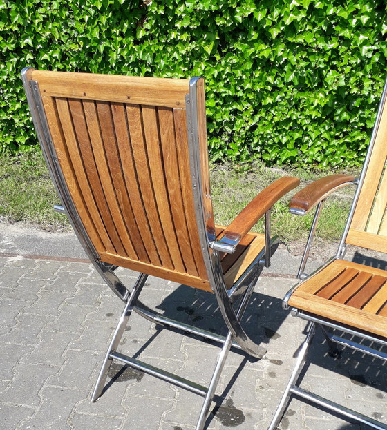 Image 1 of Boat folding chairs teak stainless steel