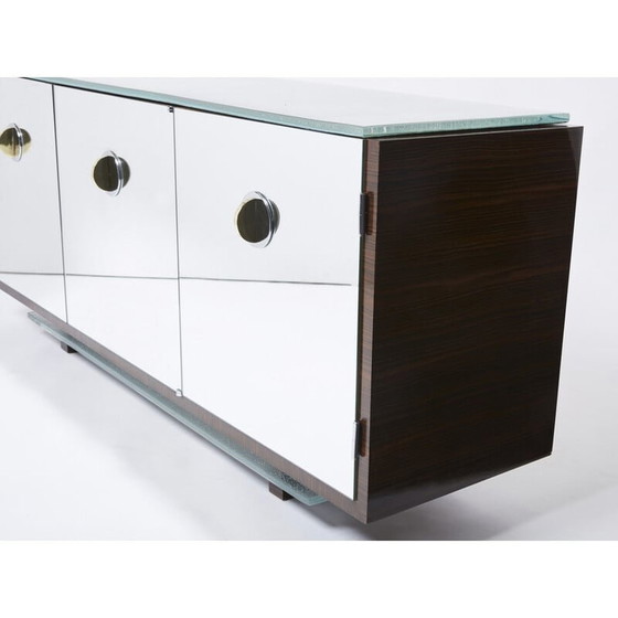 Image 1 of Vintage spiegel en ebbenhouten fineer dressoir van Alberto Pinto, 1990