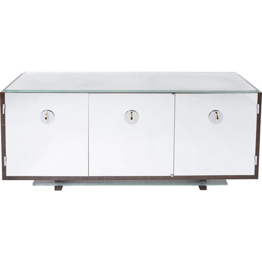 Vintage spiegel en ebbenhouten fineer dressoir van Alberto Pinto, 1990