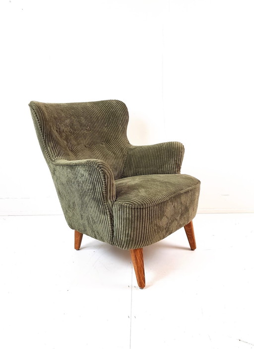 Artifort Fauteuil Groen | Groene Ribstof Nieuw