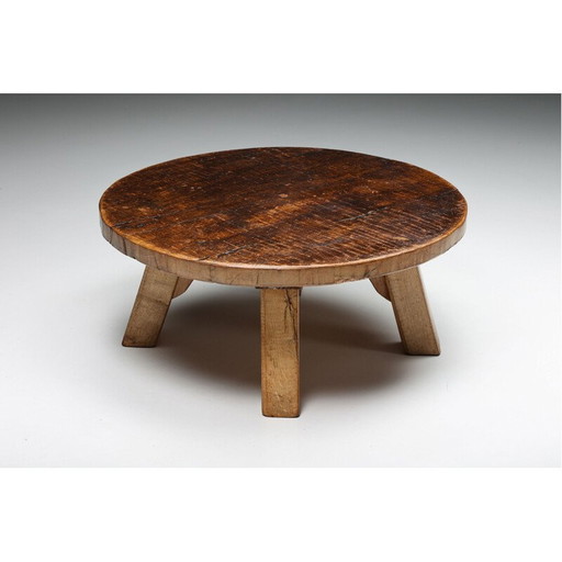 Vintage ronde salontafel met vier poten van Wabi Sabi, 1950