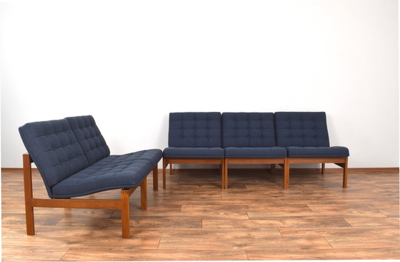 Image 1 of Mid Century Teak "Moduline" Modulaire Sofa van Ole Gjerløv-Knudsen & Torben Lind voor France & Søn, 1960S