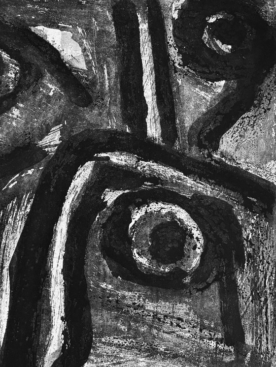 Image 1 of Zeldzame abstracte lithografie van Bengt Lindstrom