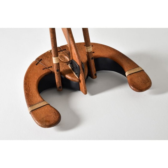 Image 1 of Vintage Palm houten studio ambachtelijke boog vloerlamp 1990