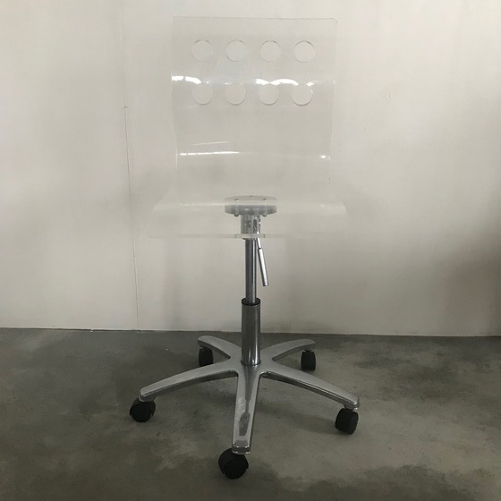 Image 1 of Vintage Bureaustoel van doorzichtig perspex