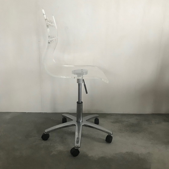 Image 1 of Vintage Bureaustoel van doorzichtig perspex
