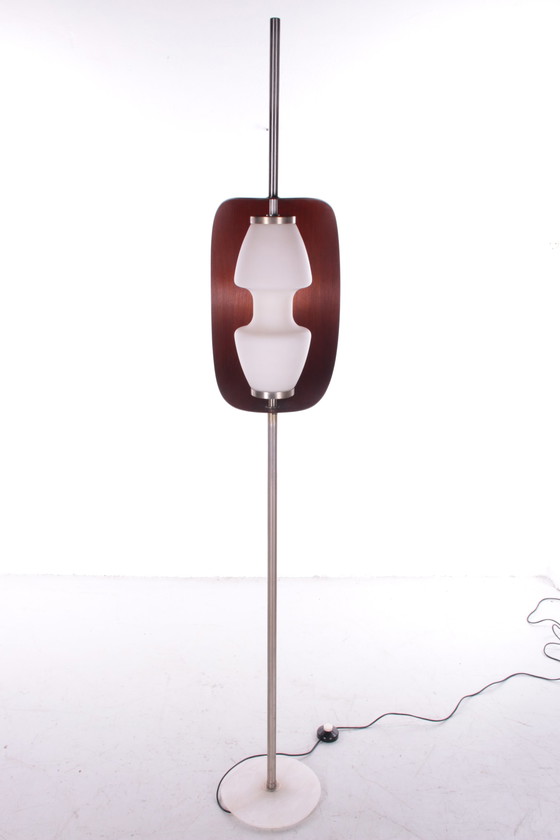 Image 1 of Design vloerlamp met houten lamel, Frankrijk 1960