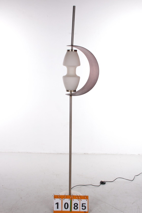 Image 1 of Design vloerlamp met houten lamel, Frankrijk 1960