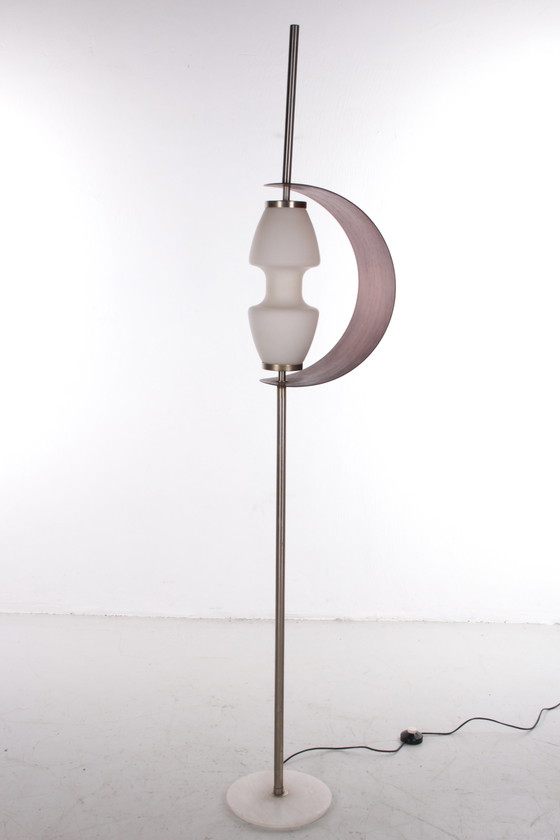 Image 1 of Design vloerlamp met houten lamel, Frankrijk 1960