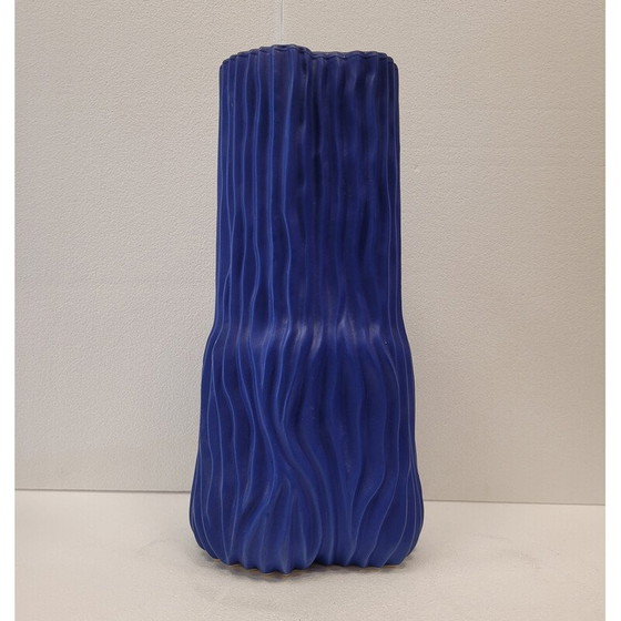 Image 1 of Vintage vaas van blauw keramiek en geblazen glas, Denemarken