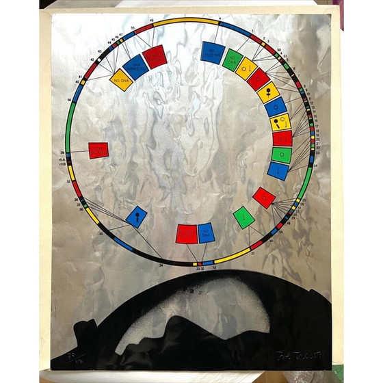 Image 1 of Vintage zeefdruk op aluminium door Joe Tilson voor Sergio Tosi