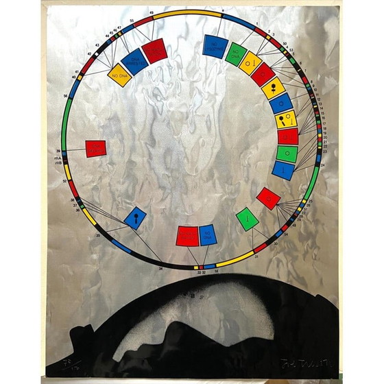 Image 1 of Vintage zeefdruk op aluminium door Joe Tilson voor Sergio Tosi