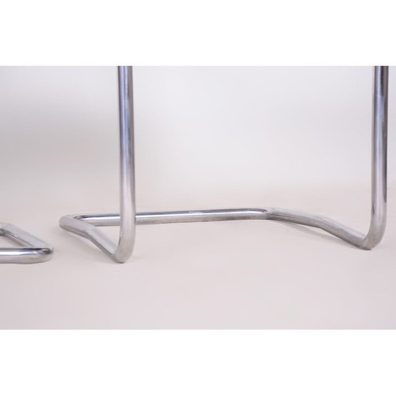 Image 1 of Paar vintage zwart lederen Bauhaus stoelen, jaren 1930