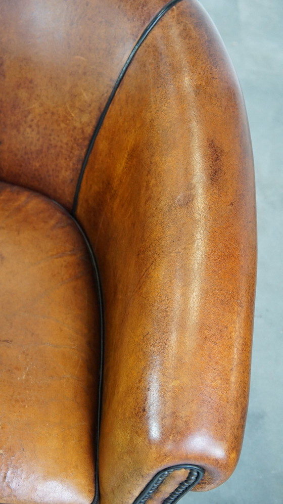 Image 1 of Vintage Clubfauteuil Gemaakt Van Schapenleer