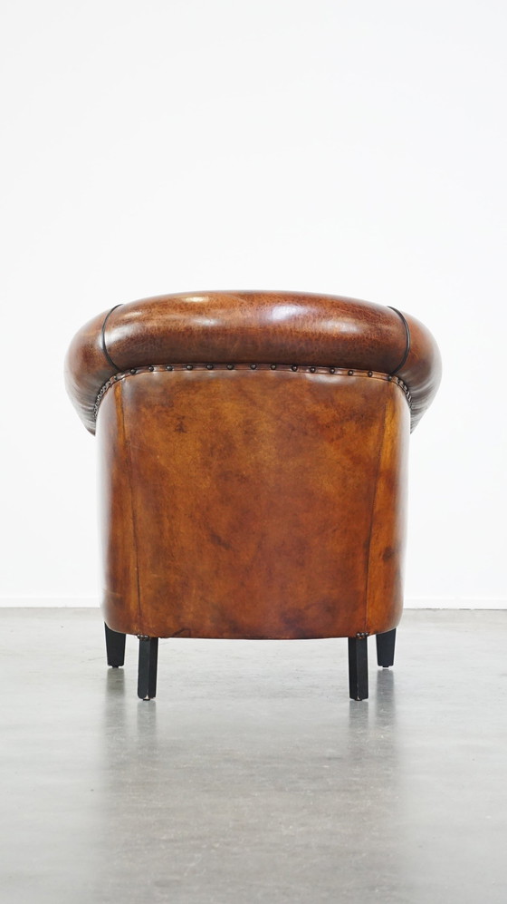 Image 1 of Vintage Clubfauteuil Gemaakt Van Schapenleer