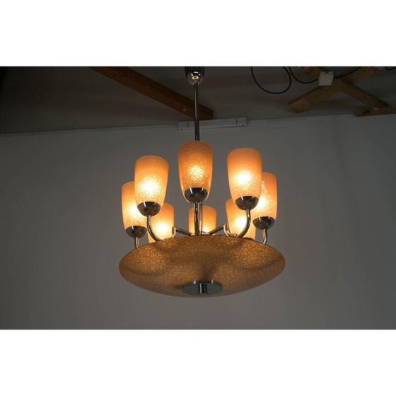 Image 1 of Vintage art deco chromen kroonluchter