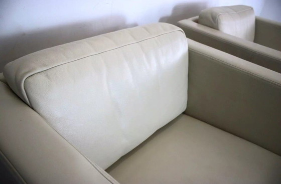 Image 1 of 2X Twee Mooie Brühl Fauteuils In Creme/Beige Leren Fauteuils