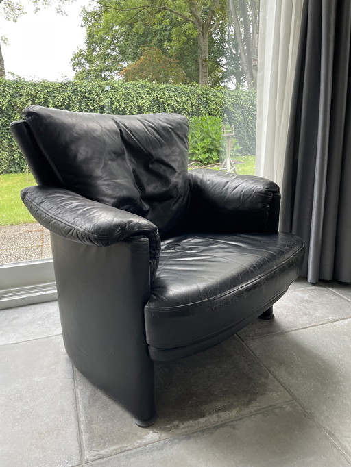 Rolf Benz Lederen Fauteuil, Design, Zwart