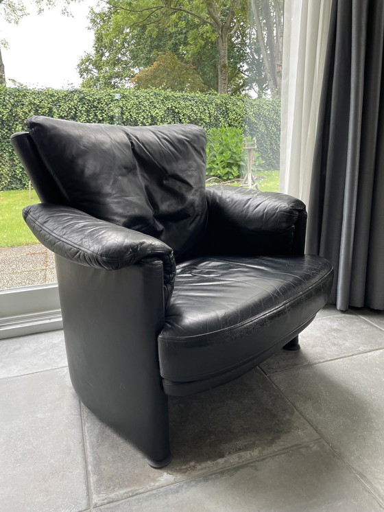 Image 1 of Rolf Benz Lederen Fauteuil, Design, Zwart