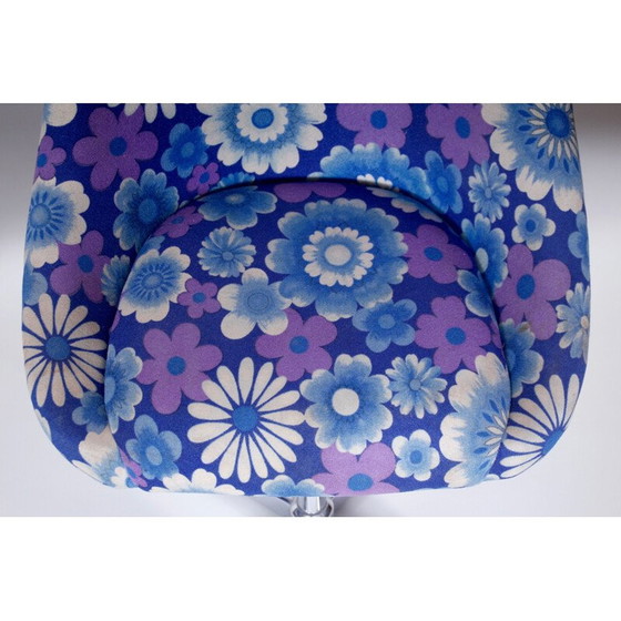 Image 1 of Paar vintage draaistoelen in chroom en stof, Tsjecho-Slowakije 1970